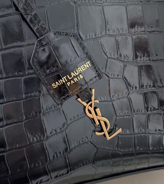 Sa1nt Lau*nt Y51 Logo Tote Bag Black Croc-Embossed Leather Size 17*8*18 CM Master Quality