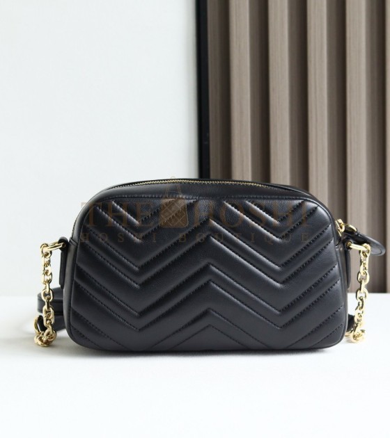 Gvc*1 GG Marmont Camera Bag  White Quilted Napa Leather Light Gold Hardware 24×15×8cm