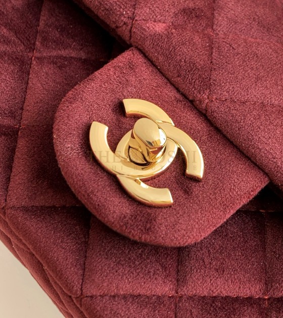 Ch**el Ch**el 25B Velvet Flap Bag with Crystal Ball Charm 18cm/20cm