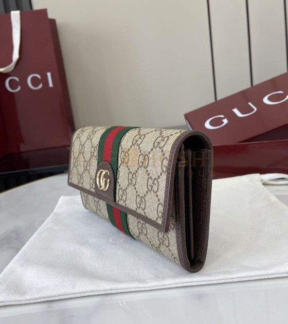 Gvc*1 Ophidia Long Wallet GG Svp*me Canvas Leather Trim Brown Size 19×10×3.5cm Master Quality