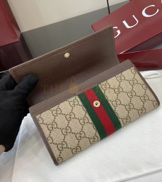 Gvc*1 Ophidia Long Wallet GG Svp*me Canvas Leather Trim Brown Size 19×10×3.5cm Master Quality