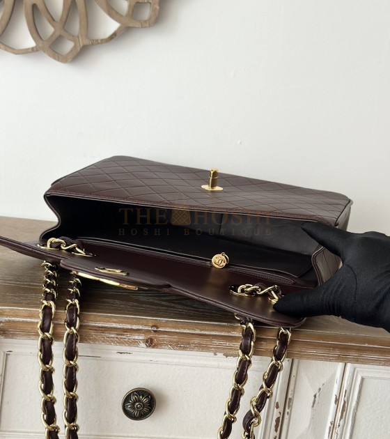 Ch**el Classic Flap Jumbo Bag Lambskin Brown Size 30×21×8cm Master Quality