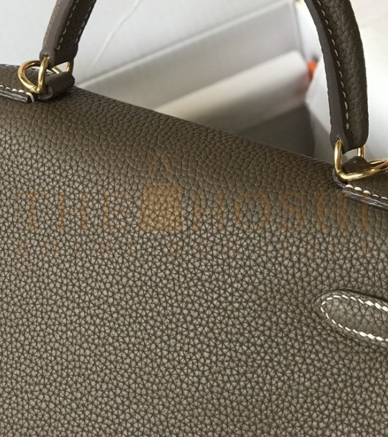 H**me5 Kelly 28 Togo Leather Graphite Grey Gold Hardware 28cm Handmade Master Quality