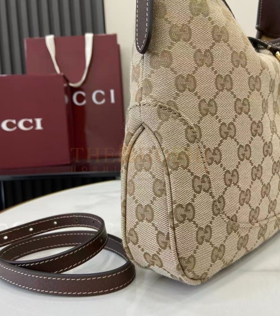 Gvc*1 Jackie Slim Famiglia Crossbody Bag GG Canvas Leather Trim Beige Brown 28×19×4.5cm Master quality