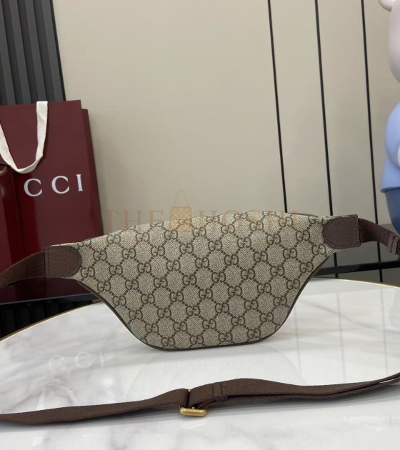 Gvc*1 Ophidia Waist Bag GG Coated Canvas Leather Trim Beige Brown 30×14×4.5cm Master quality