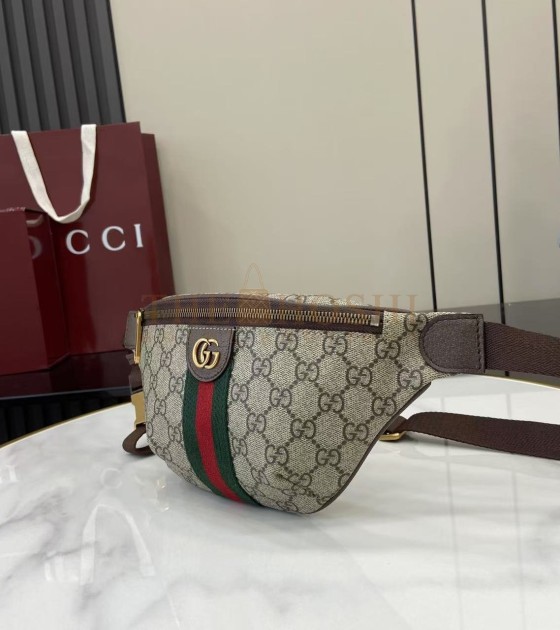 Gvc*1 Ophidia Waist Bag GG Coated Canvas Leather Trim Beige Brown 30×14×4.5cm Master quality