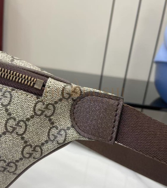 Gvc*1 Ophidia Waist Bag GG Coated Canvas Leather Trim Beige Brown 30×14×4.5cm Master quality
