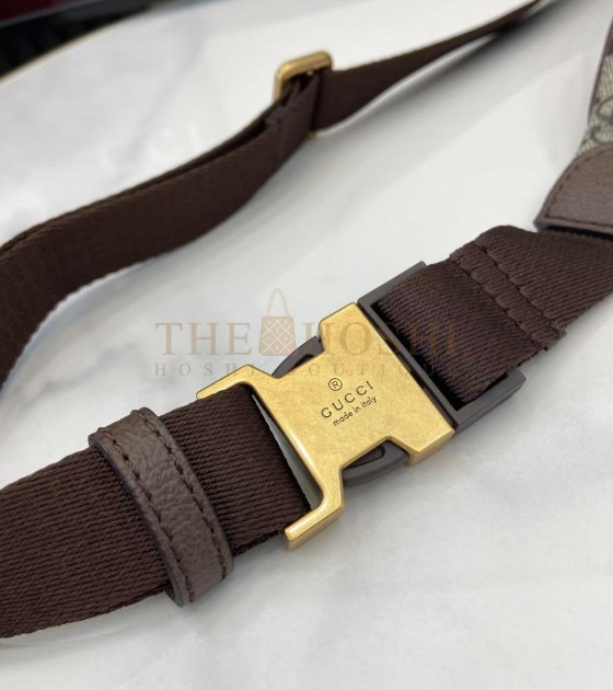 Gvc*1 Ophidia Waist Bag GG Coated Canvas Leather Trim Beige Brown 30×14×4.5cm Master quality