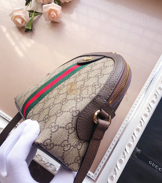 Gvc*1 Ophidia Small Crossbody Bag Canvas Brown Leather 23.5*8*19cm Master Quality