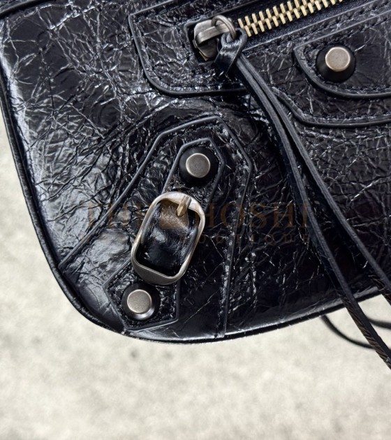 Ba1en*iaga Le City Mini Bag Black Leather Silver Hardware 25x14x4cm Master Quality