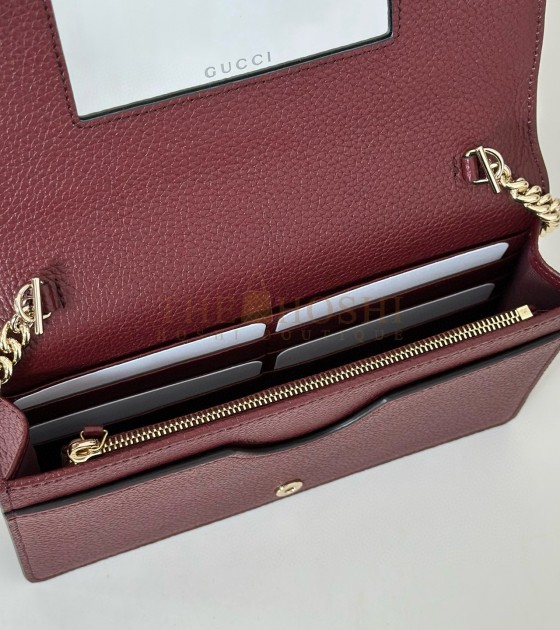 Ch**el Classic Wallet on Chain Black/Burgundy Caviar Leather 20x12.5x4cm Master Quality