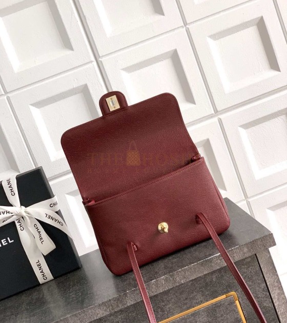 Ch**el Large Button Bag Red Lambskin 15*22*7cm Master Quality