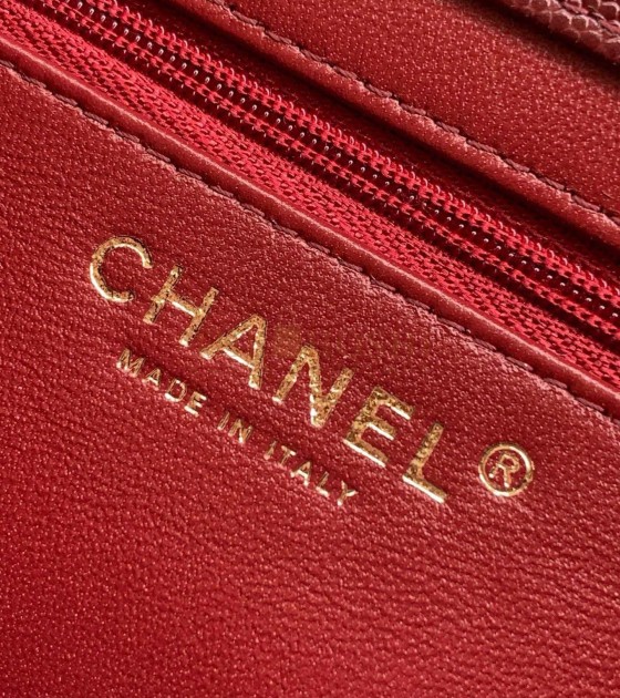 Ch**el Large Button Bag Red Lambskin 15*22*7cm Master Quality