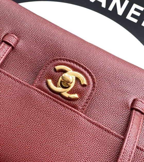 Ch**el Large Button Bag Red Lambskin 15*22*7cm Master Quality