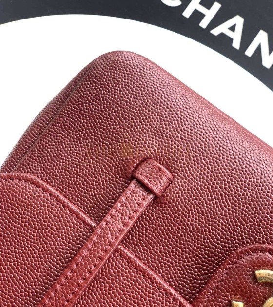 Ch**el Large Button Bag Red Lambskin 15*22*7cm Master Quality