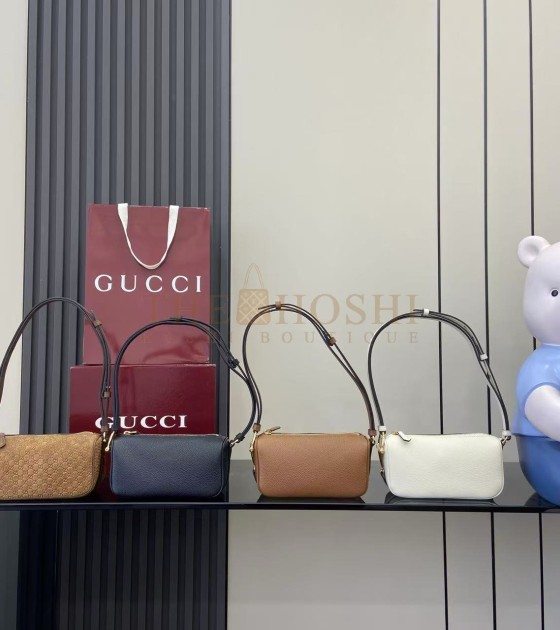 Gvc*1 Half Horsebit Shoulder Bag Brown GG Embossed Suede Brown 31.5×17×12cm