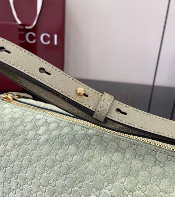 Gvc*1 Half Horsebit Shoulder Bag Brown GG Embossed Suede Brown 31.5×17×12cm