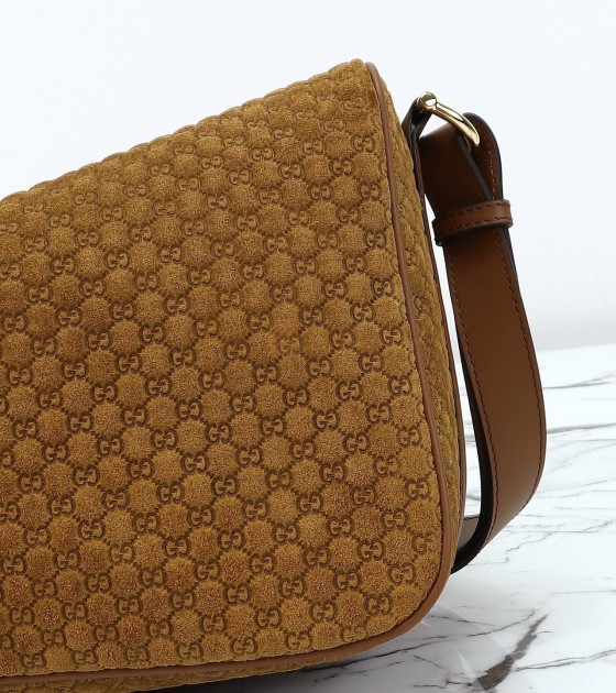 Gvc*1 Horsebit Shoulder Bag Suede Leather Brown Size  38*20*15 cm Master Quality