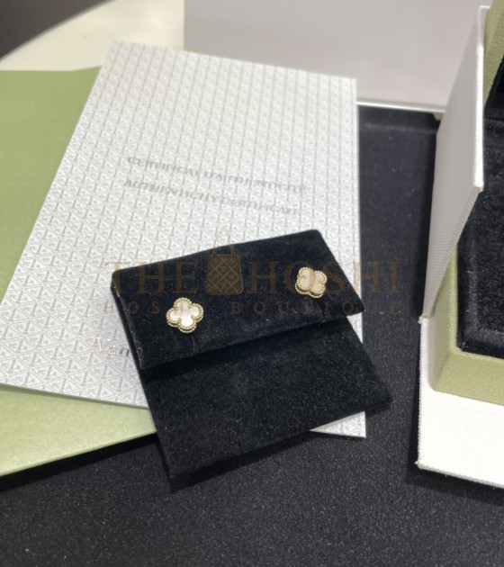 V*n Cl**f & Arpels Alhambra Vintage Earrings Mini 18K Yellow Gold/White Mother-of-Pearl Master Quality