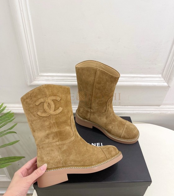 Ch**el CC Logo Ankle Boots Black Lambskin 4cm Heel 35-41 Master Quality