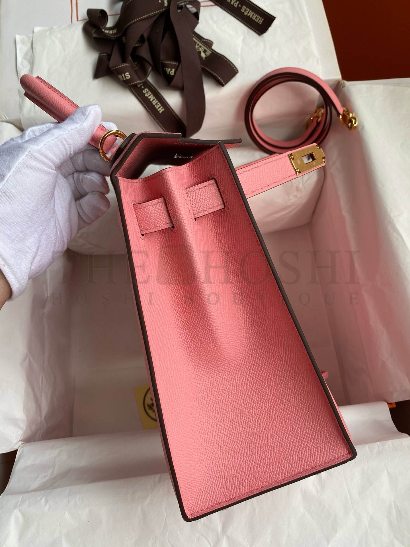 H**me5 Kelly Sellier 32 Handmade Bag In Rose Confetti Epsom Calfskin Master Quality