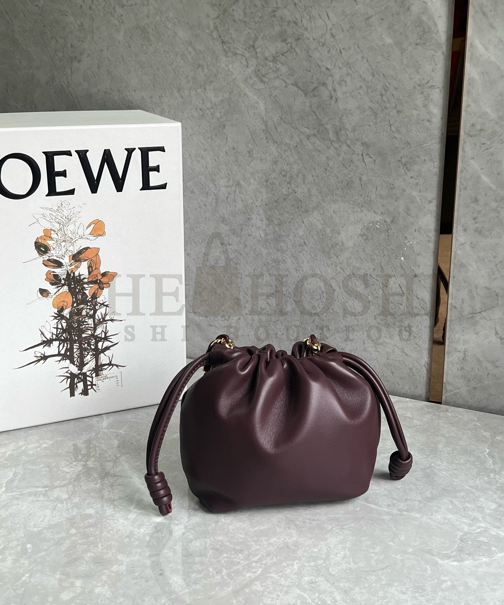 L0ew* Mini Flamenco Purse Bag in Burgundy Nappa Lambskin Master Quality