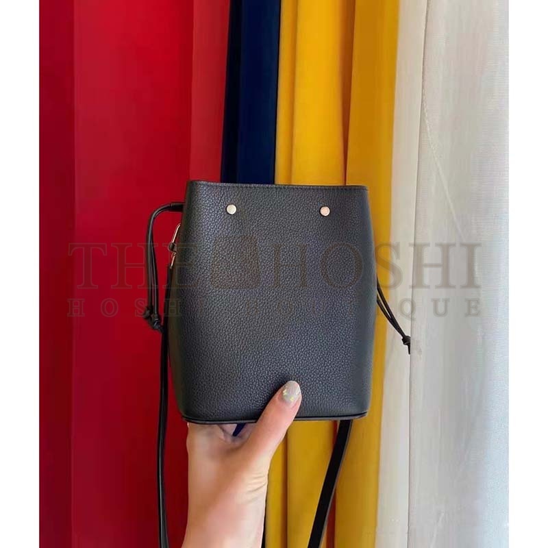L0vis Vvtt0n LV Women Nano Lockme Bucket Bag Black Grained Calf Leather Master Quality