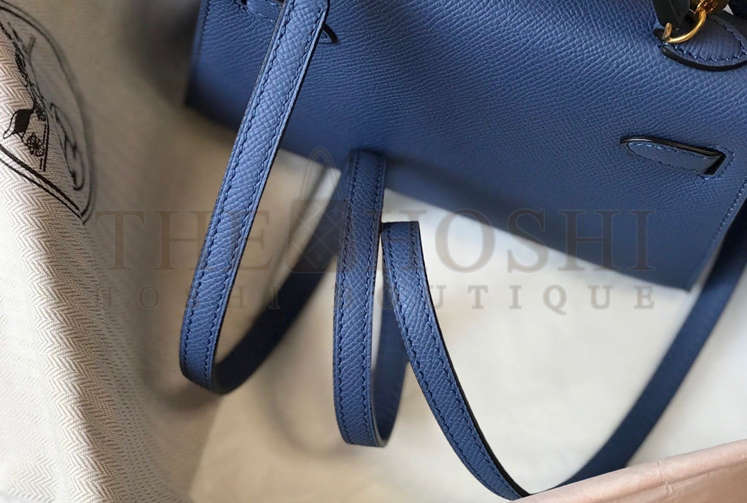 H**me5 Kelly Mini II Sellier Bag In Blue Agate Epsom Leather Master Quality