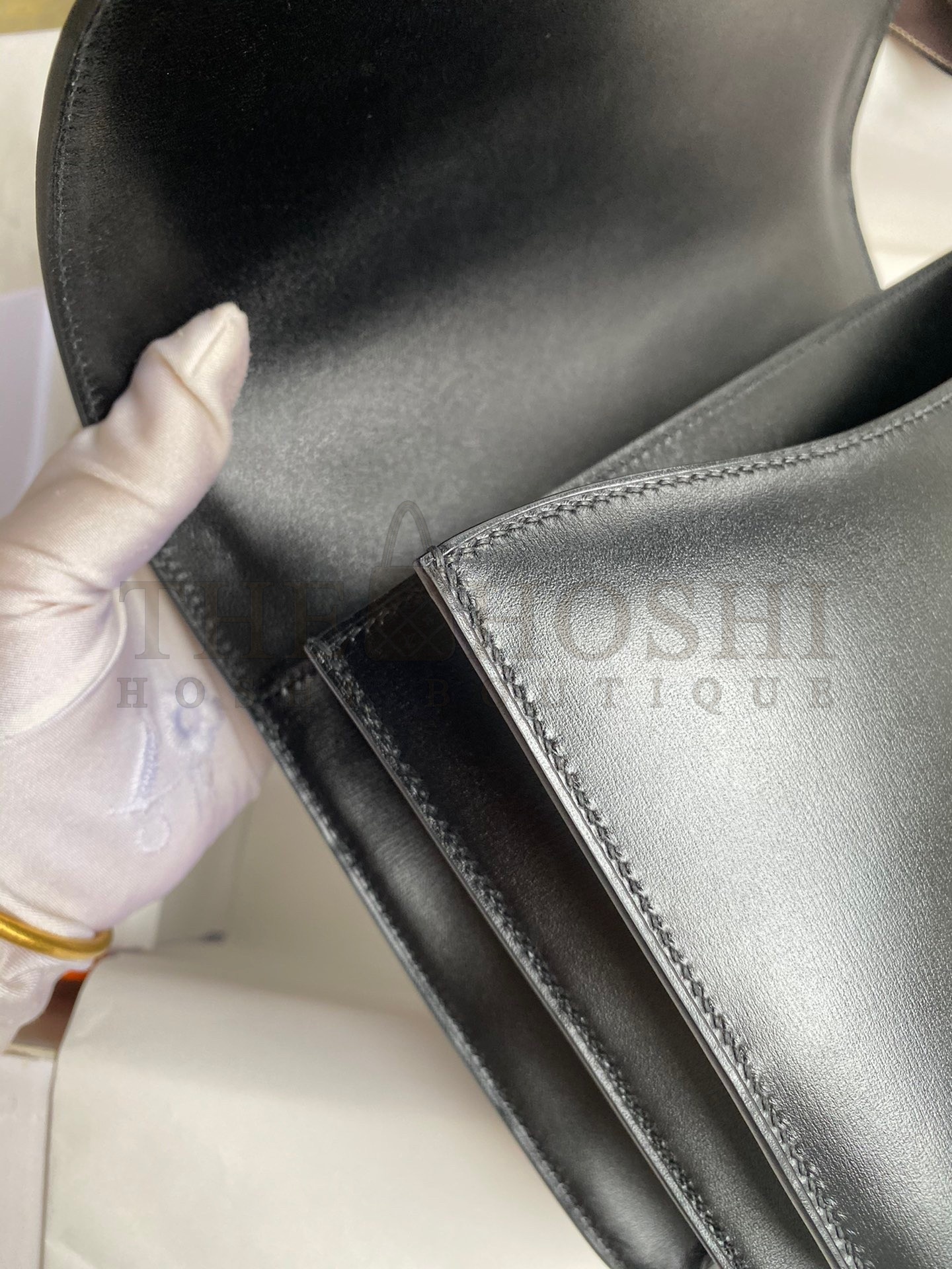 H**me5 Constance  Handmade Bag In Black Box Calfskin Master Quality