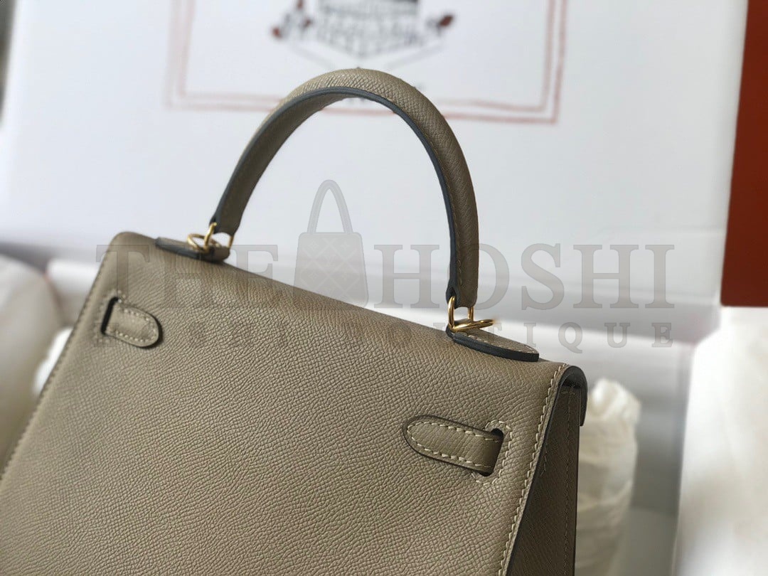 H**me5 Kelly 28cm Sellier Bag in Gris Tourterelle Epsom Calfskin GHW Master Quality