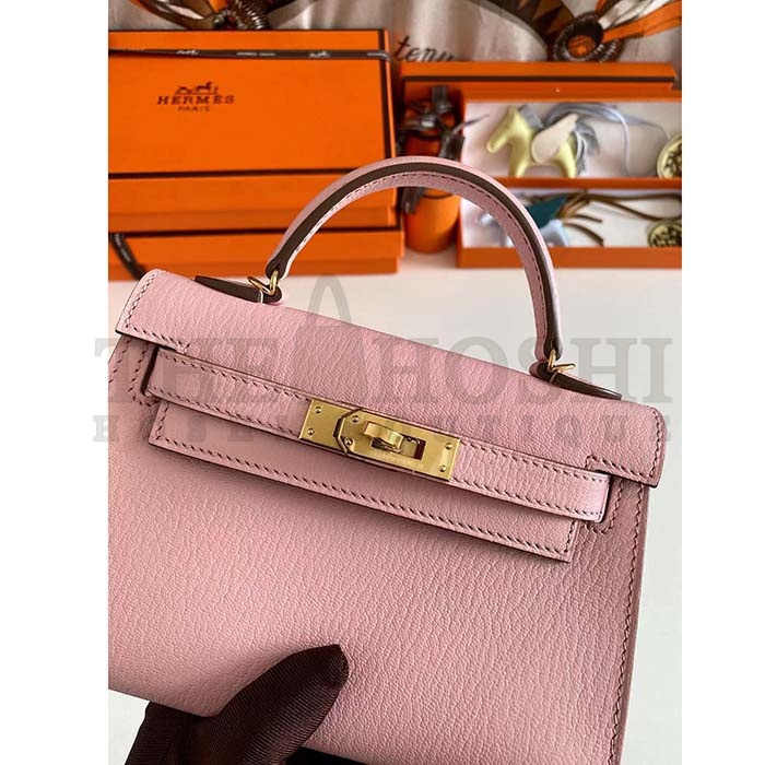 H**me5 Women Mini Kelly 20 Bag Suede Leather Gold Hardware-Pink Master Quality