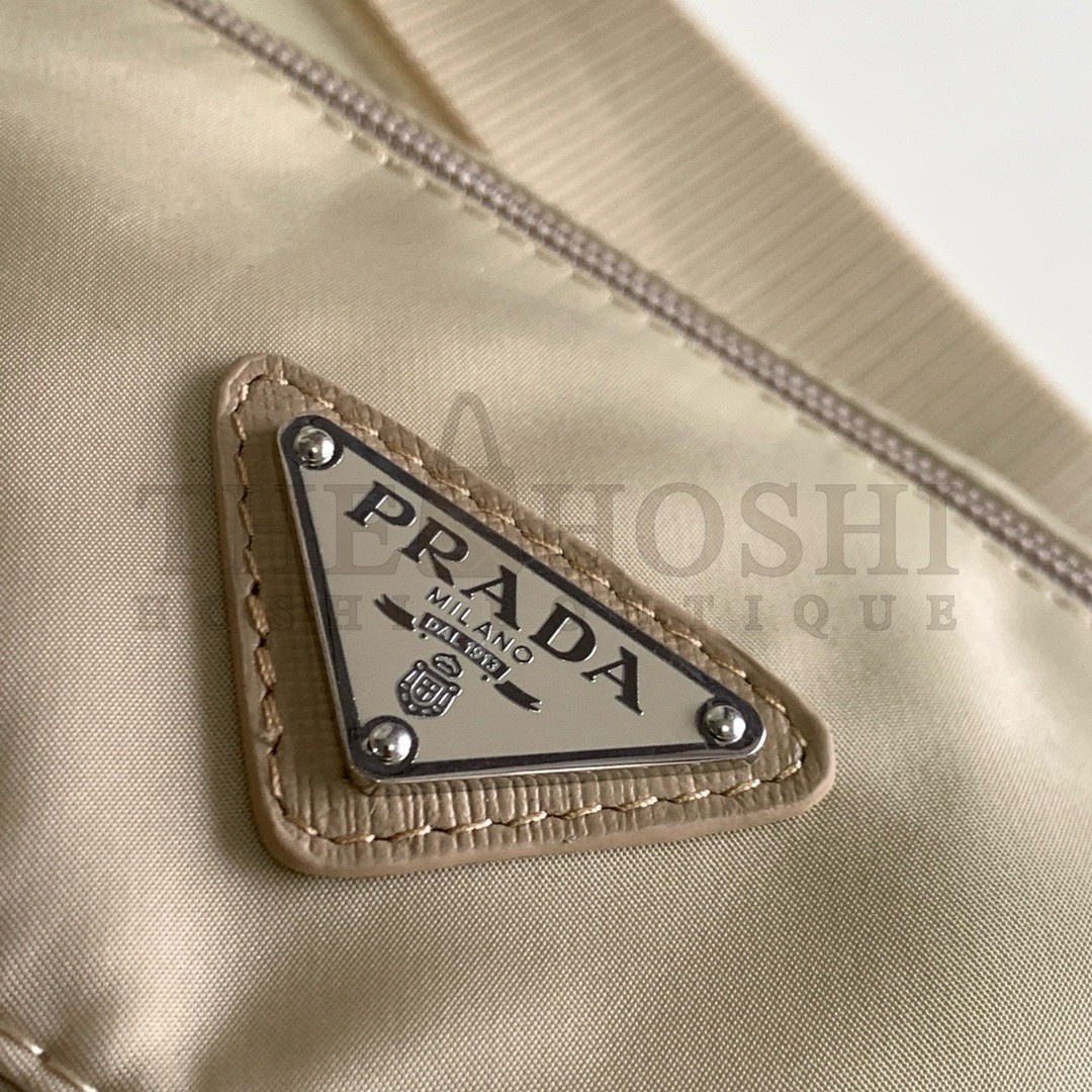 Pra*a Shoulder Bag with Flap in Beige Re-Nylon Master Quality