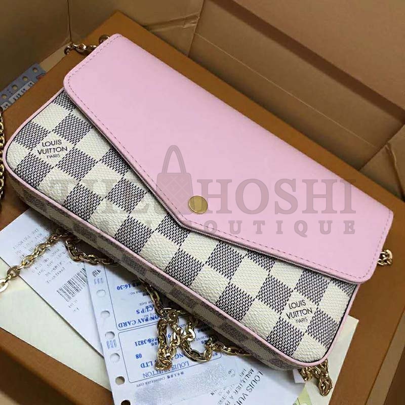 L0vis Vvtt0n LV Women Sarah Wallet in Damier Azur Canvas-Pink Master Quality