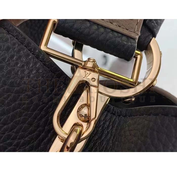 L0vis Vvtt0n LV Women Capucines MM Handbag Black Fusain Cognac Taurillon Cowhide Leather Master Quality