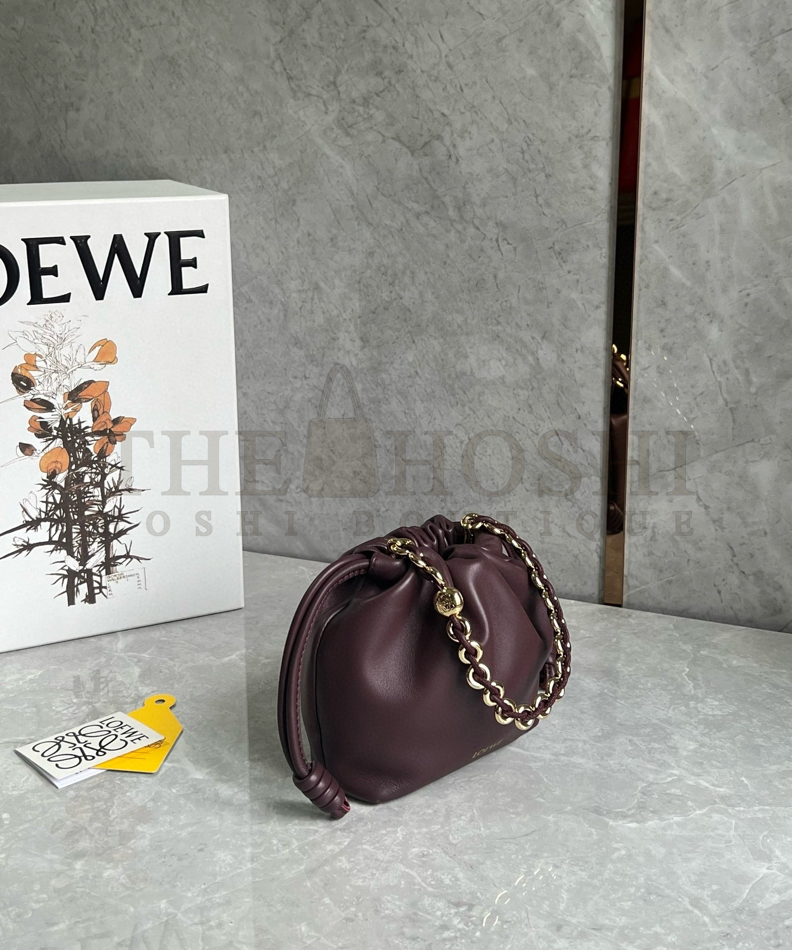 L0ew* Mini Flamenco Purse Bag in Burgundy Nappa Lambskin Master Quality