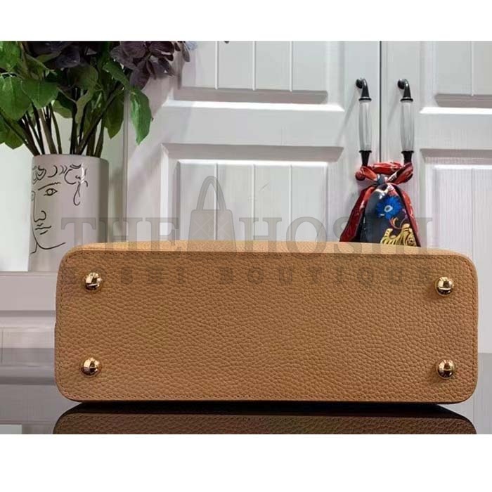 L0vis Vvtt0n LV Women Capucines MM Handbag Arizona Brown Cognac Taurillon Leather Master Quality