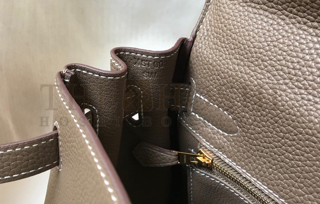 H**me5 Kelly 28cm Retourne Bag in Taupe Clemence Leather GHW Master Quality