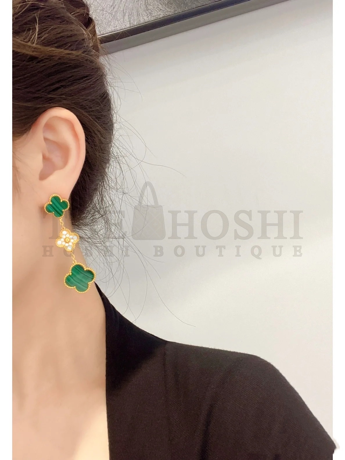 V*n Cl**f & Arpels Triple Clover Stud Earrings, Magic Alhambra earrings, 3 motifs Master Quality