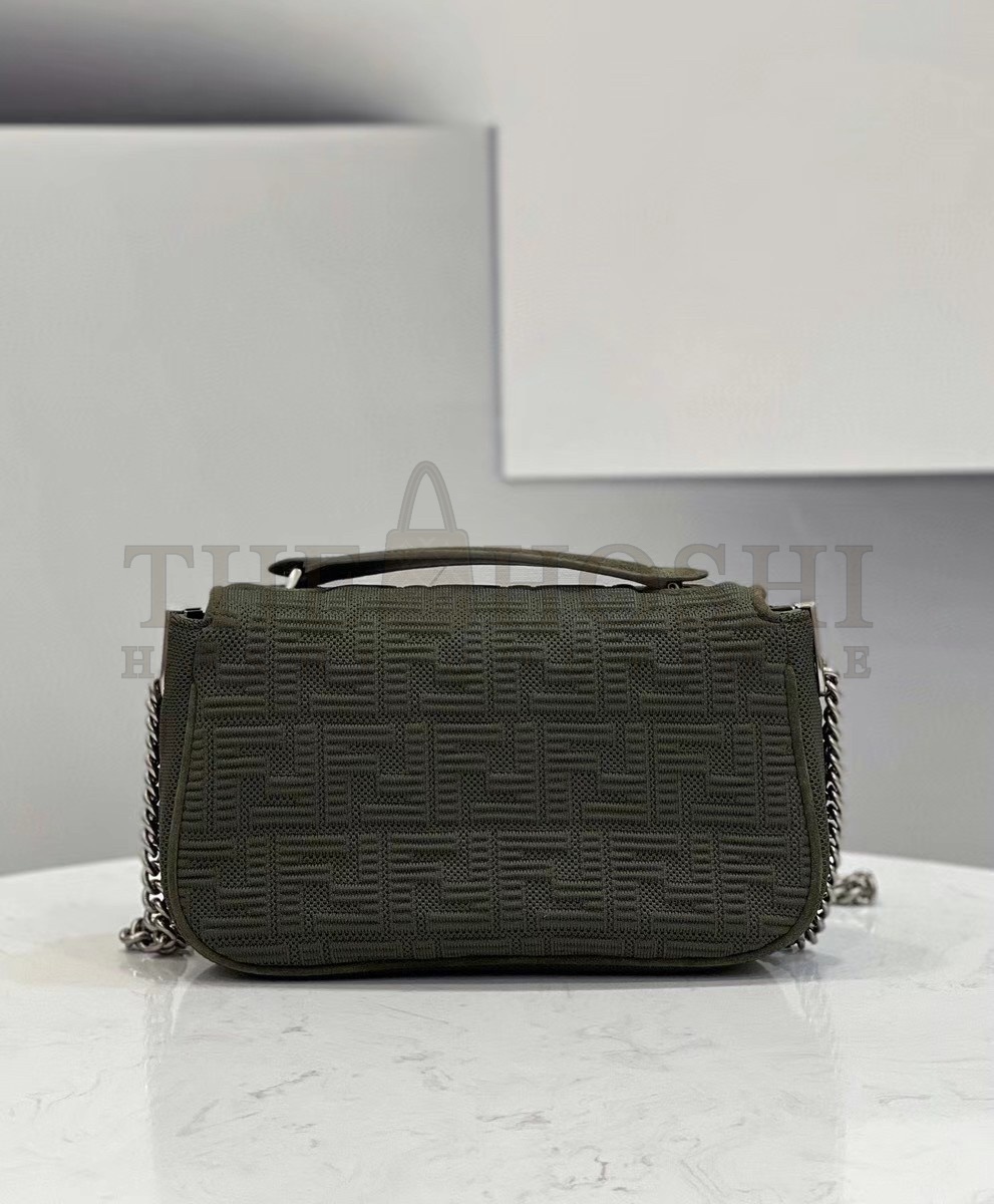F**di Baguette Chain Midi Bag In Green FF Fabric Master Quality
