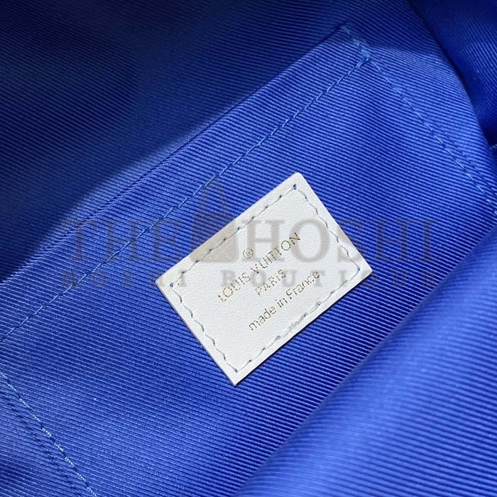 L0vis Vvtt0n LV Unisex Palm Springs Mini Backpack Blue Monogram Velvet Jacquard Master Quality