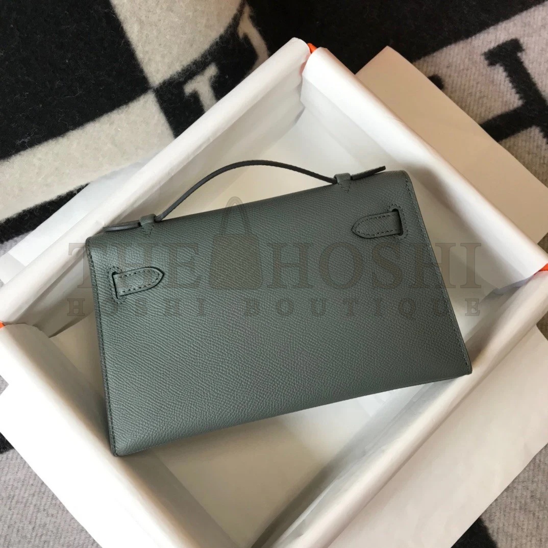 H**me5 Kelly Pochette Clutch Bag In Vert Amande Epsom Leather Master Quality