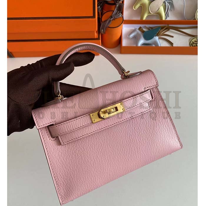 H**me5 Women Mini Kelly 20 Bag Suede Leather Gold Hardware-Pink Master Quality