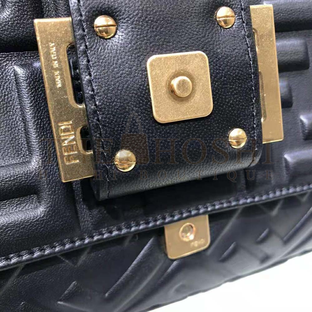F**di Women Iconic Large Baguette Leather Bag-Black Master Quality