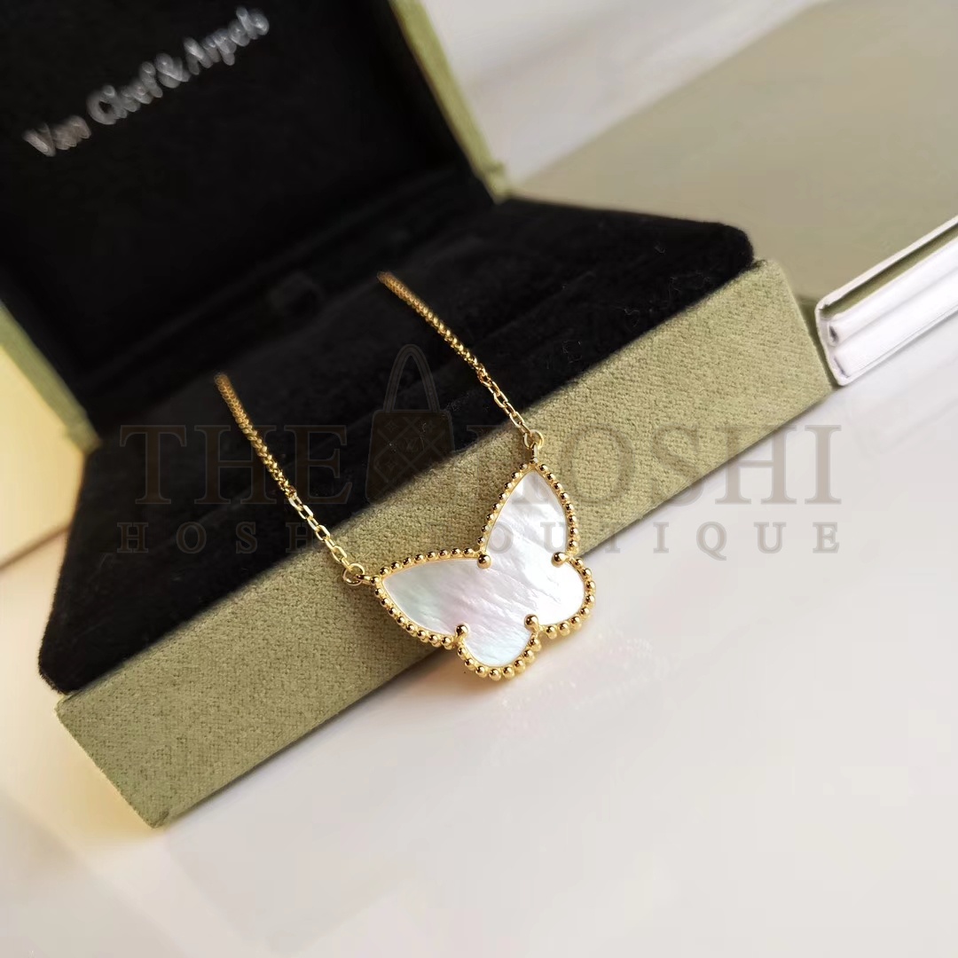 V*n Cl**f & Arpels butterfly necklace in white mother-of-pearl Master Quality