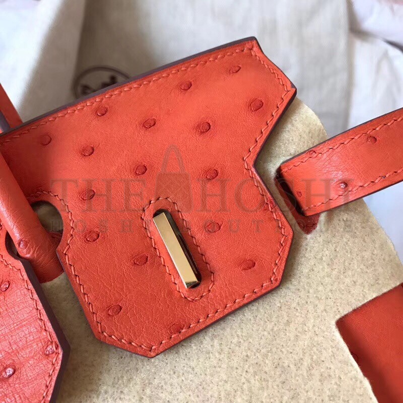 H**me5 Orange Birkin 30cm Ostrich Handmade Bag Master Quality