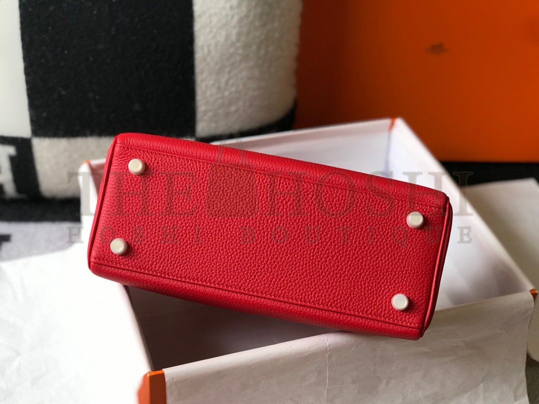 H**me5 Kelly 28cm Retourne Bag in Red Clemence Leather GHW Master Quality