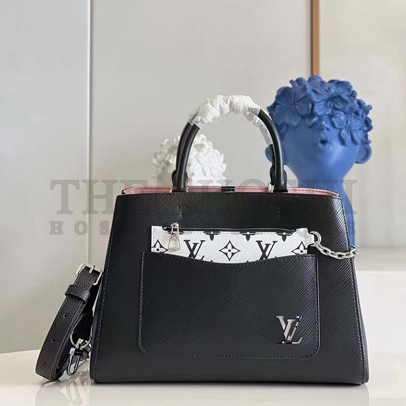 L0vis Vvtt0n LV Women Marelle Tote MM Gold Black Epi Grained Cowhide Master Quality