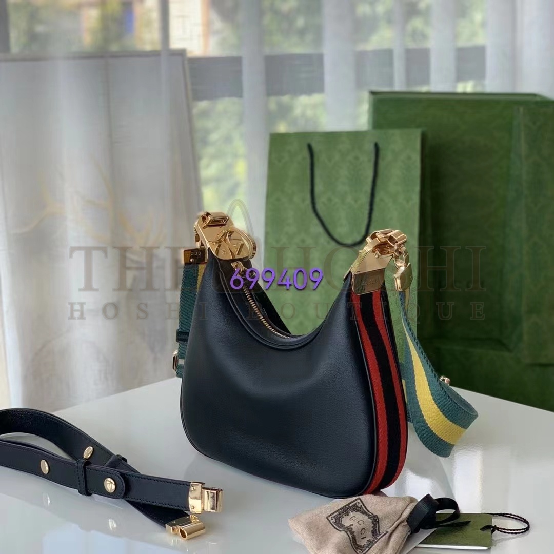 Gvc*1 Women Attache Small Shoulder Bag Black Leather Orange Black Web Master Quality