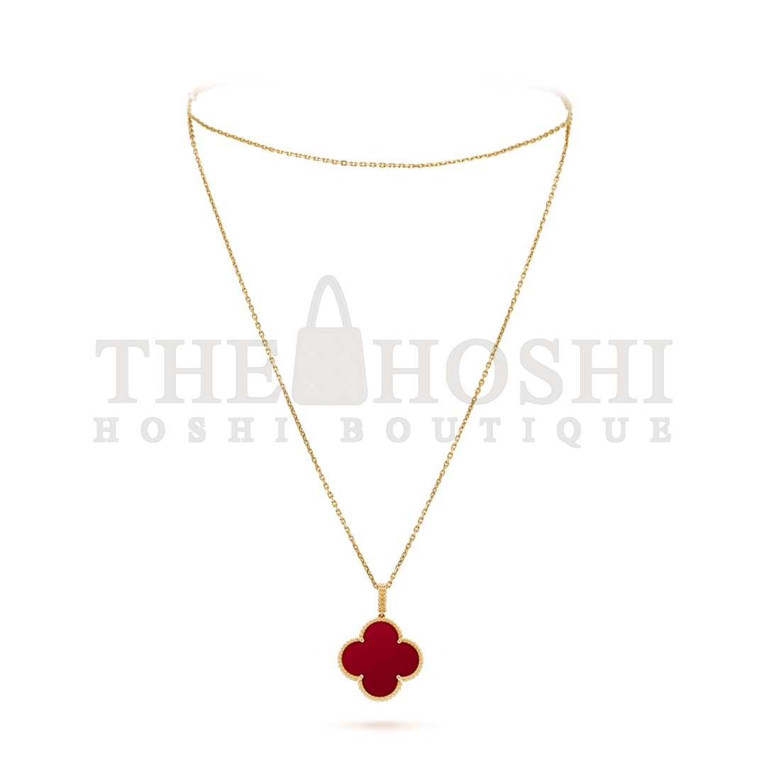 Clover Necklace,V*n Cl**f Four Leaf Clover Necklace Dupe, Magic Alhambra long Necklace, Sliver & Gold-Plated & Logo Stamp Master Quality