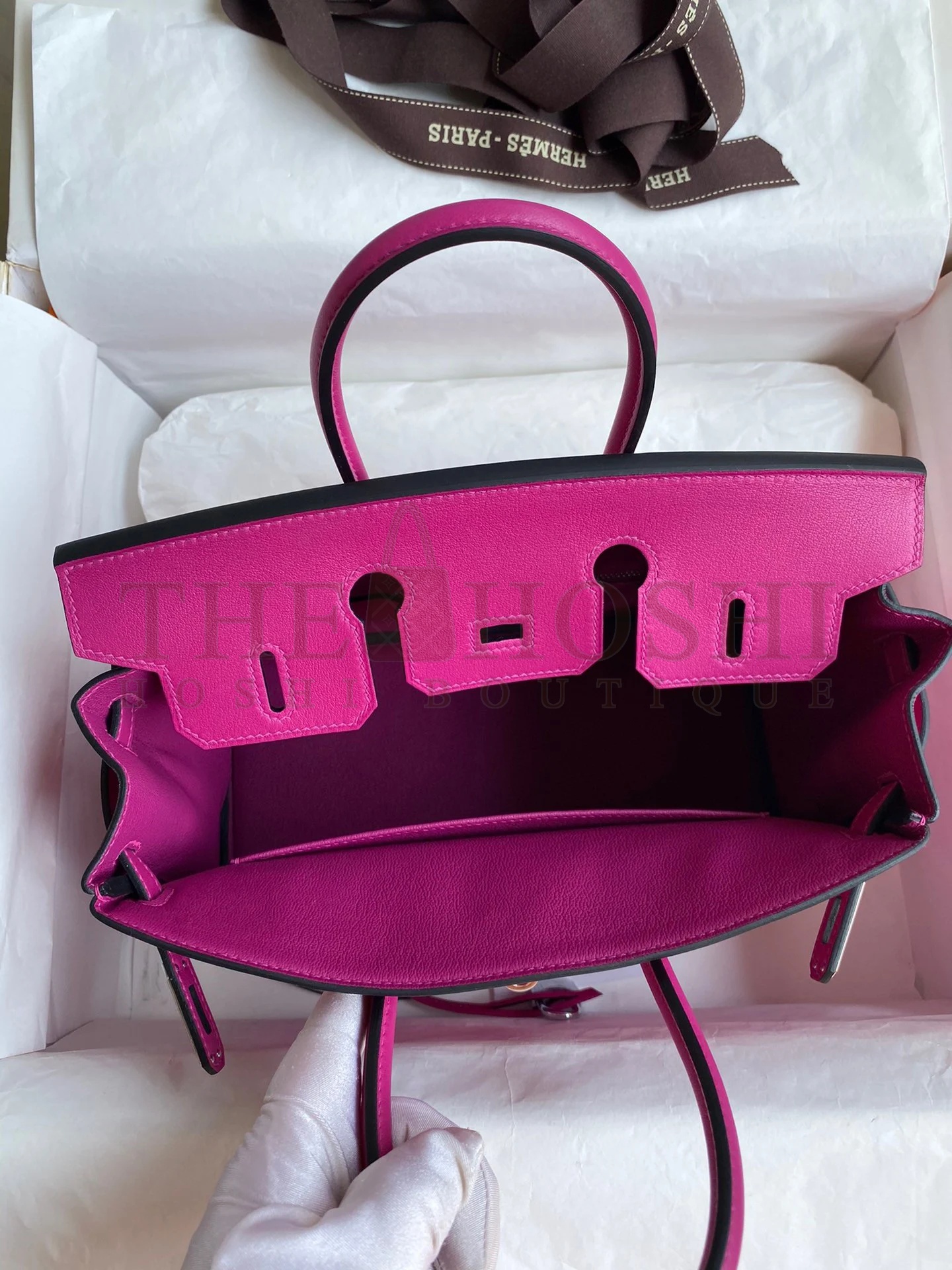 H**me5 Birkin 25 Retourne Handmade Bag In Rose Purple Swift Calfskin Master Quality